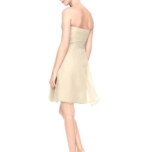 David's Bridal Silver Grey Organza Strapless Midi Dress Size 2 - Picture 9 of 10